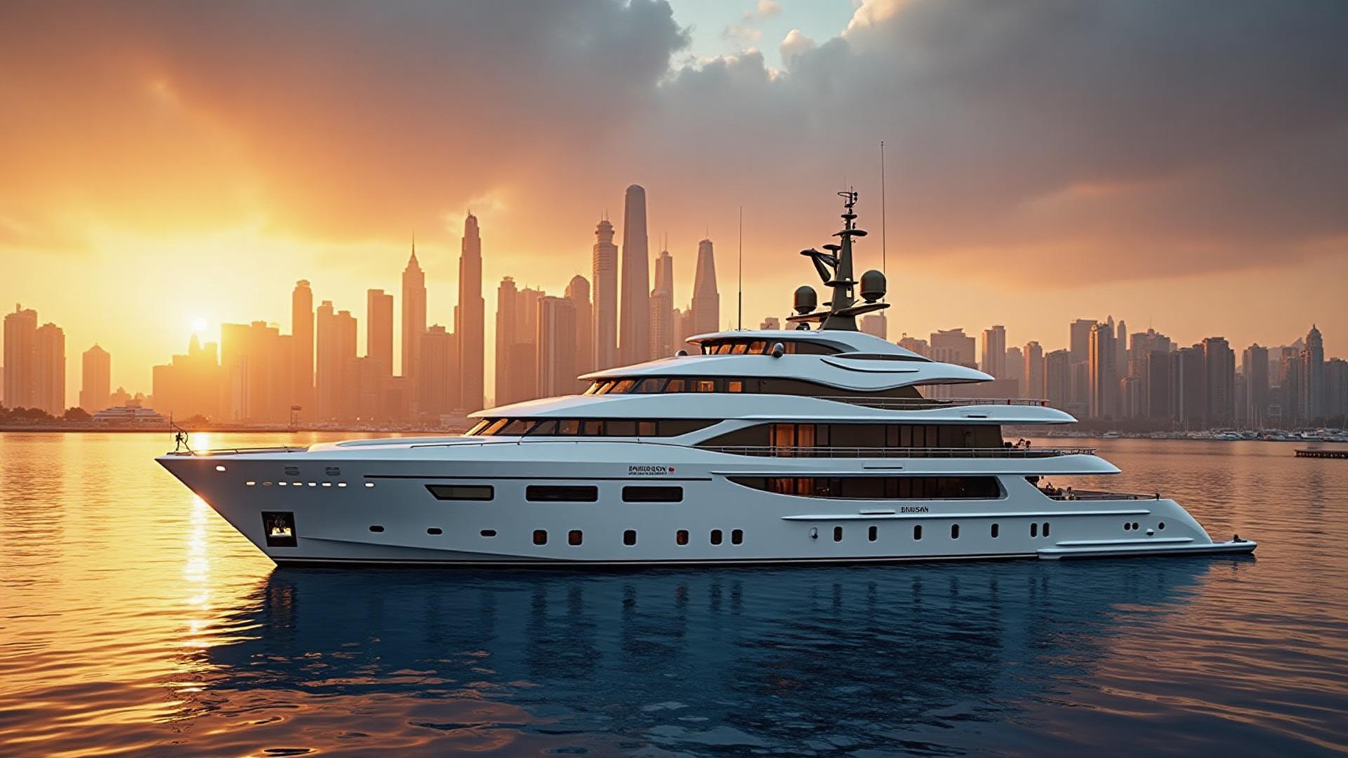 Luxury yacht fleet in Dubai marina